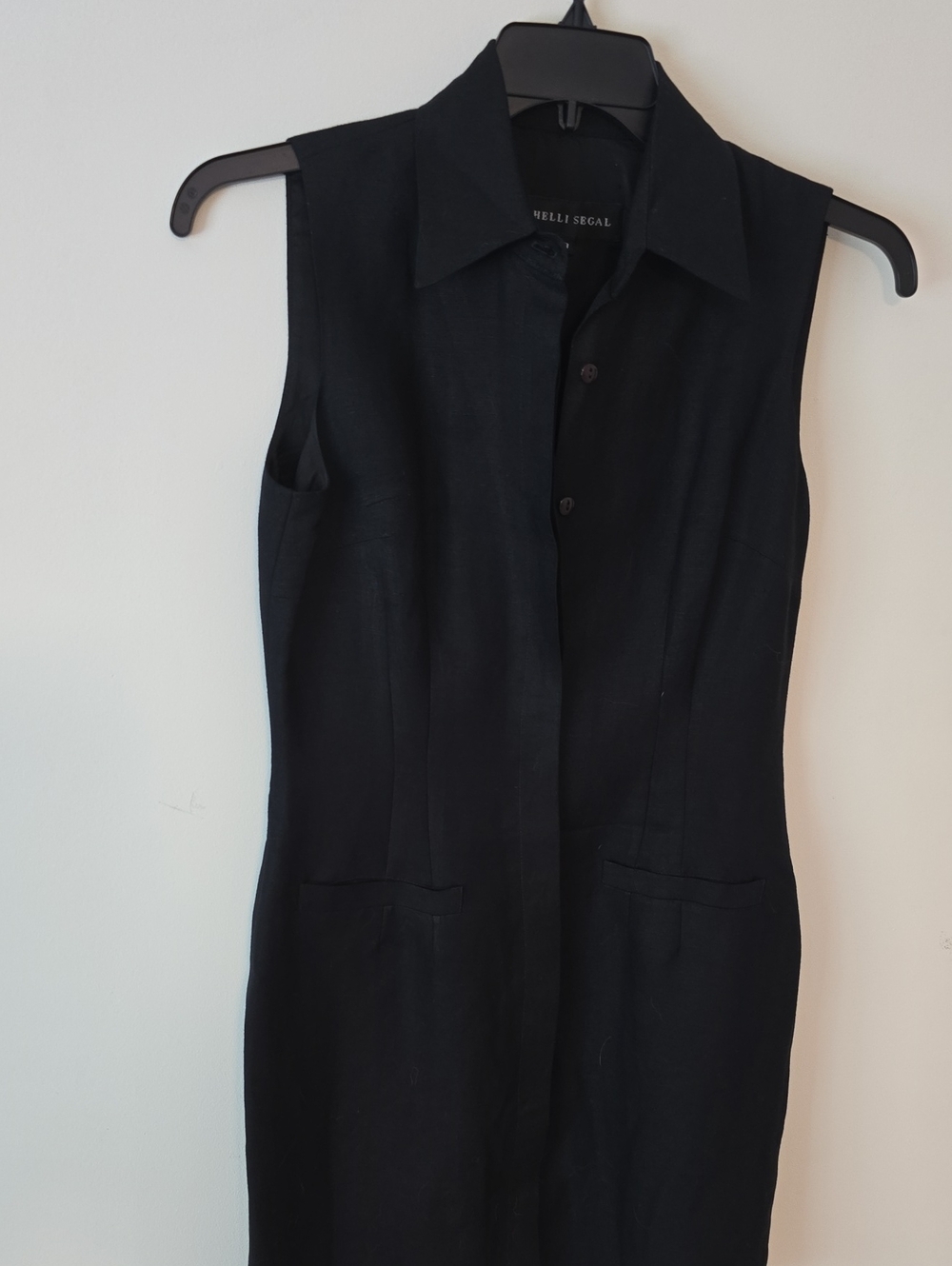Shelli Segal Linen Sleeveless Black Dress